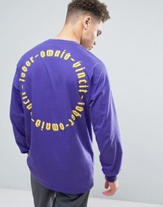 Oversize-лонгслив с заниженной линией плеч и принтом на спине ASOS - Фиолетовый