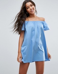 Платье мини с открытыми плечами ASOS - Синий