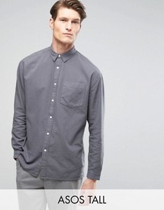 Серая оксфордская oversize-рубашка с выбеленным эффектом ASOS TALL - Серый