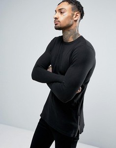 Обтягивающий хлопковый джемпер с боковыми молниями ASOS - Черный