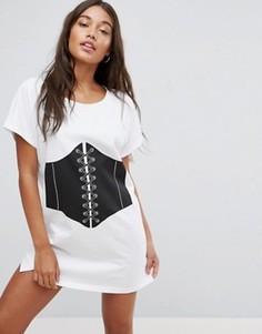 Свободная футболка с принтом корсета ASOS - Мульти
