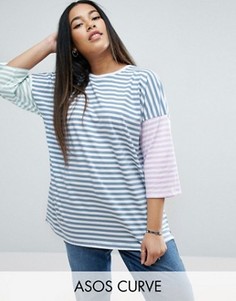 Oversize-футболка со вставками ASOS CURVE - Мульти