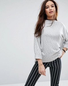 Топ в рубчик с высокой горловиной Pull&amp;Bear - Серый Pull&Bear
