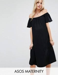 Платье миди с открытыми плечами ASOS Maternity - Черный