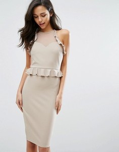 Платье-футляр с рюшами Miss Selfridge - Бежевый