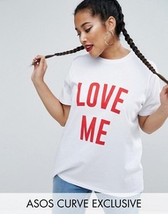 Двусторонняя футболка с принтом Love Me и Love Me Not ASOS CURVE - Белый