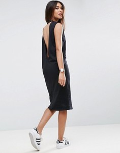 Платье-футболка миди без рукавов с V-образным вырезом на спине ASOS - Черный