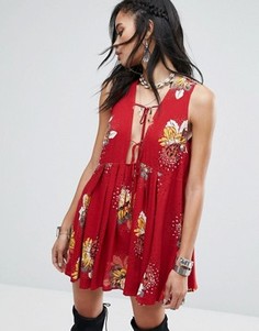 Платье-туника с принтом Free People Lovely Day - Красный