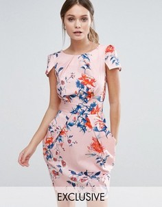 Платье с короткими рукавами и цветочным принтом Closet London - Мульти
