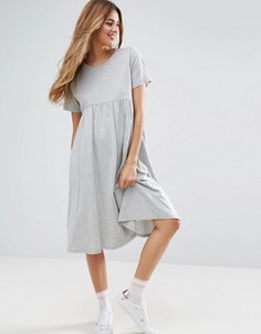 Платье миди с присборенной юбкой ASOS Ultimate - Серый