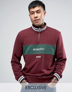 Бордовый свитшот с короткой молнией в стиле ретро Puma эксклюзивно для ASOS 57531301 - Красный