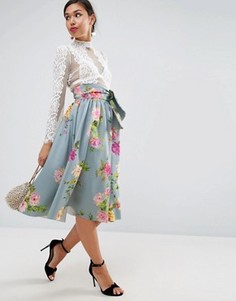 Юбка для выпускного с принтом и поясом ASOS - Мульти