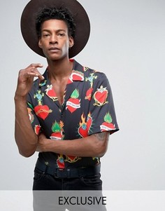 Черная рубашка классического кроя с отложным воротником Reclaimed Vintage Inspired X Romeo & Juliet - Черный