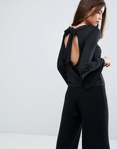 Топ с открытой спиной и расклешенными рукавами Boohoo - Черный