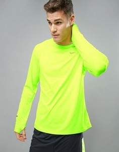 Желтый лонгслив из быстросохнущей ткани Nike Running Dri-FIT 683521-702 - Желтый