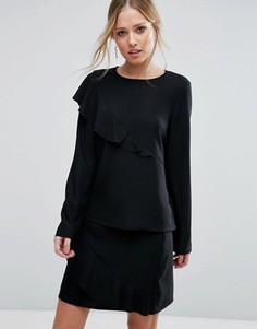 Топ с асимметричной оборкой Vero Moda - Черный