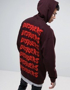 Длинный oversize-худи со вставкой по низу и принтом текста ASOS - Красный