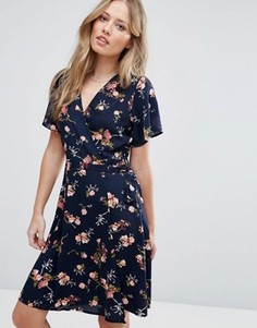 Платье с запахом с цветочным принтом Vero Moda - Темно-синий
