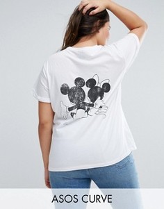 Футболка с принтом Mickey и Minnie ASOS CURVE - Белый