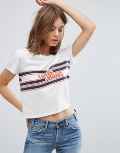 Футболка с полосками и логотипом Levis Orange Tab - Белый