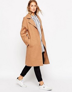 Пальто с необработанным краем ASOS - Stone