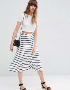 Юбка миди в полоску с кнопками ASOS - Мульти