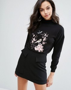 Джемпер с вышивкой Miss Selfridge - Черный