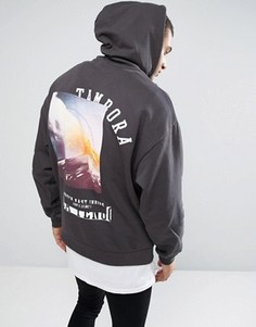 Oversize-худи с принтом на спине ASOS - Черный