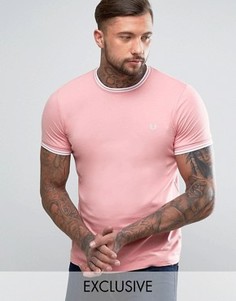 Розовая футболка с двойным кантом Fred Perry - Розовый