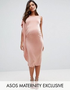 Платье миди с драпировкой ASOS Maternity - Розовый