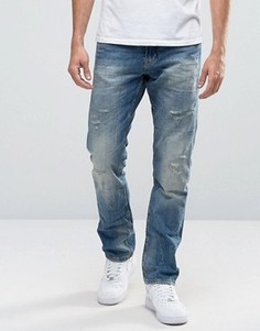 Прямые джинсы с потертостями Celio - Синий
