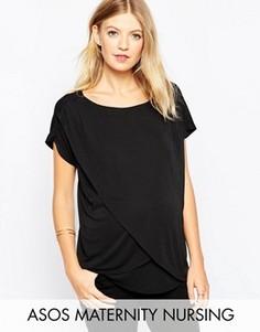 Топ для кормления из крепа с запахом ASOS Maternity - Черный
