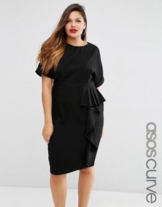 Платье-футляр с драпировкой спереди ASOS CURVE - Черный