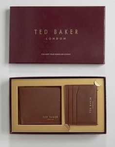 Подарочный набор из кожаных бумажника и кошелька для карт Ted Baker - Коричневый