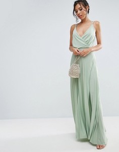 Плиссированное платье макси ASOS - Зеленый