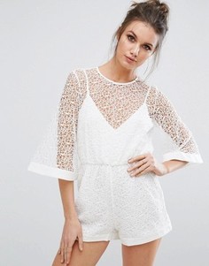 Кружевной ромпер с рукавами-кимоно Missguided - Белый