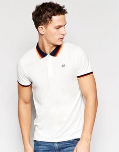 Футболка-поло из ткани пике с контрастным воротником Jack &amp; Jones - Белый