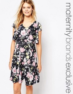 Двуслойное чайное платье для беременных с оборкой сзади Bluebelle Maternity - Мульти