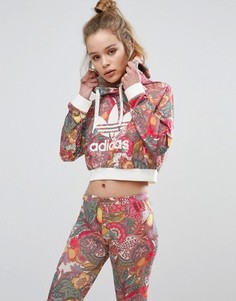 Укороченный худи с ярким цветочным принтом adidas Farm - Мульти