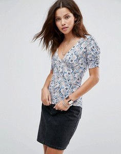 Топ с глубоким V-образным вырезом Free People Hollywood - Кремовый