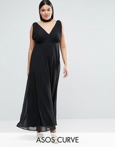Платье макси с чокером и бретелькой сзади ASOS CURVE - Черный
