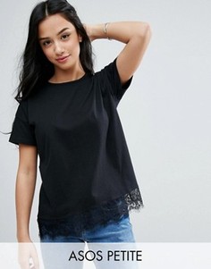 Футболка с кружевом ASOS PETITE - Черный