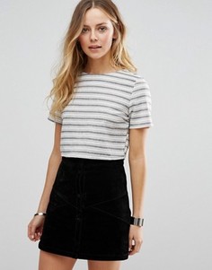 Топ в полоску с короткими рукавами Glamorous - Кремовый