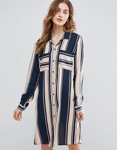 Платье-рубашка в полоску Vila - Темно-синий