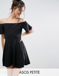 Короткое приталенное платье с открытыми плечами ASOS PETITE - Черный