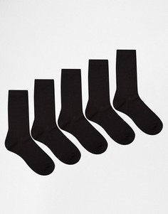 Комплект из 5 пар черных носков ASOS - СКИДКА - Черный