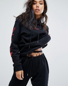 Комбинируемое oversize-худи с принтом на рукавах Wasted Paris - Черный