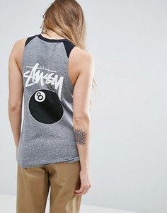 Майка с рукавами реглан и принтом бильярдного шара 8 Stussy - Серый