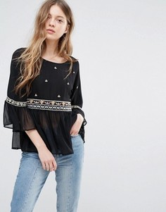 Топ с баской и отделкой Vero Moda - Черный