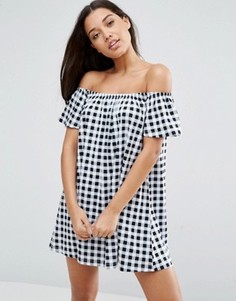 Сарафан в клеточку с открытыми плечами ASOS - Мульти
